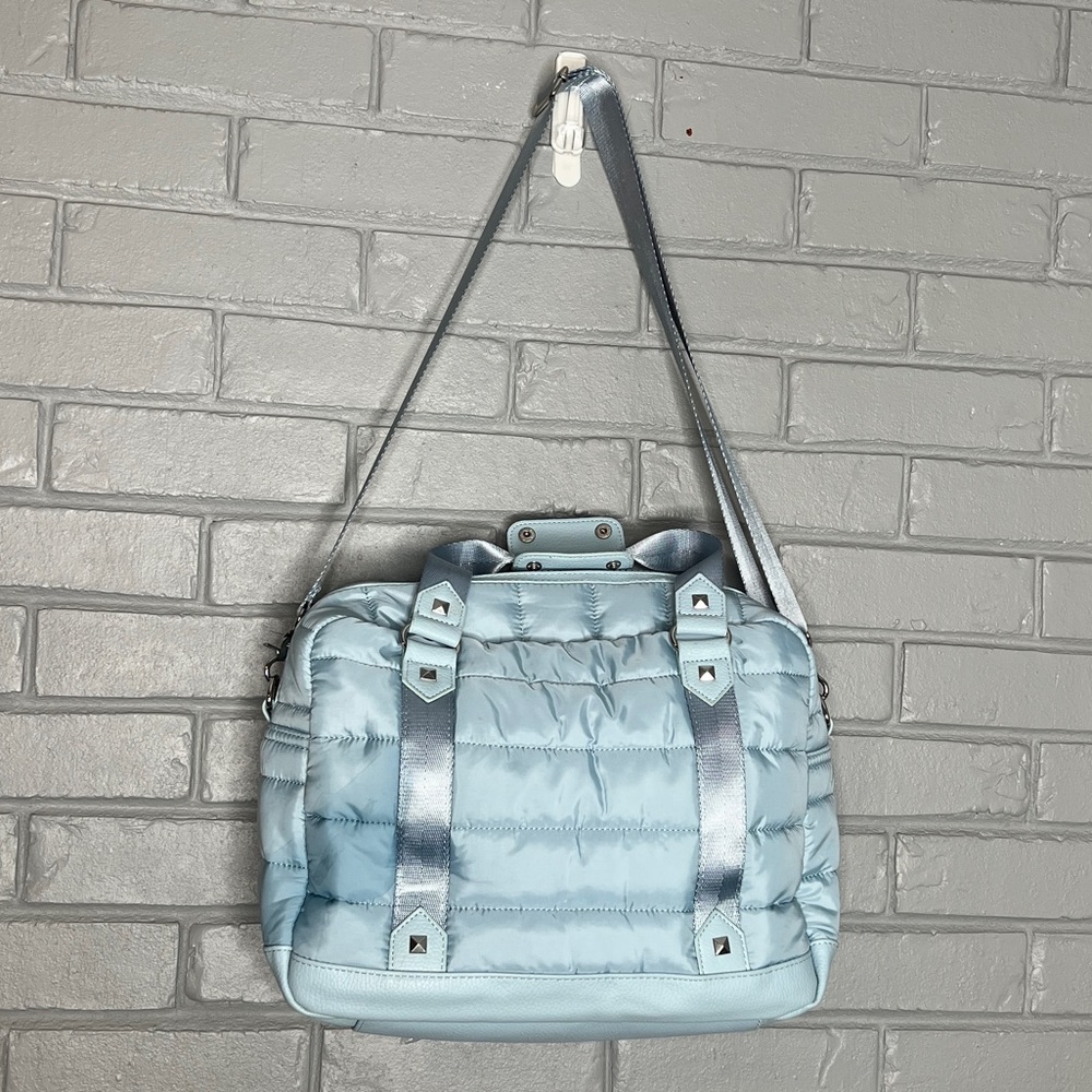 CYNTHIA ROWLEY Light Blue Nylon Channel Weekender - Picture 13 of 16